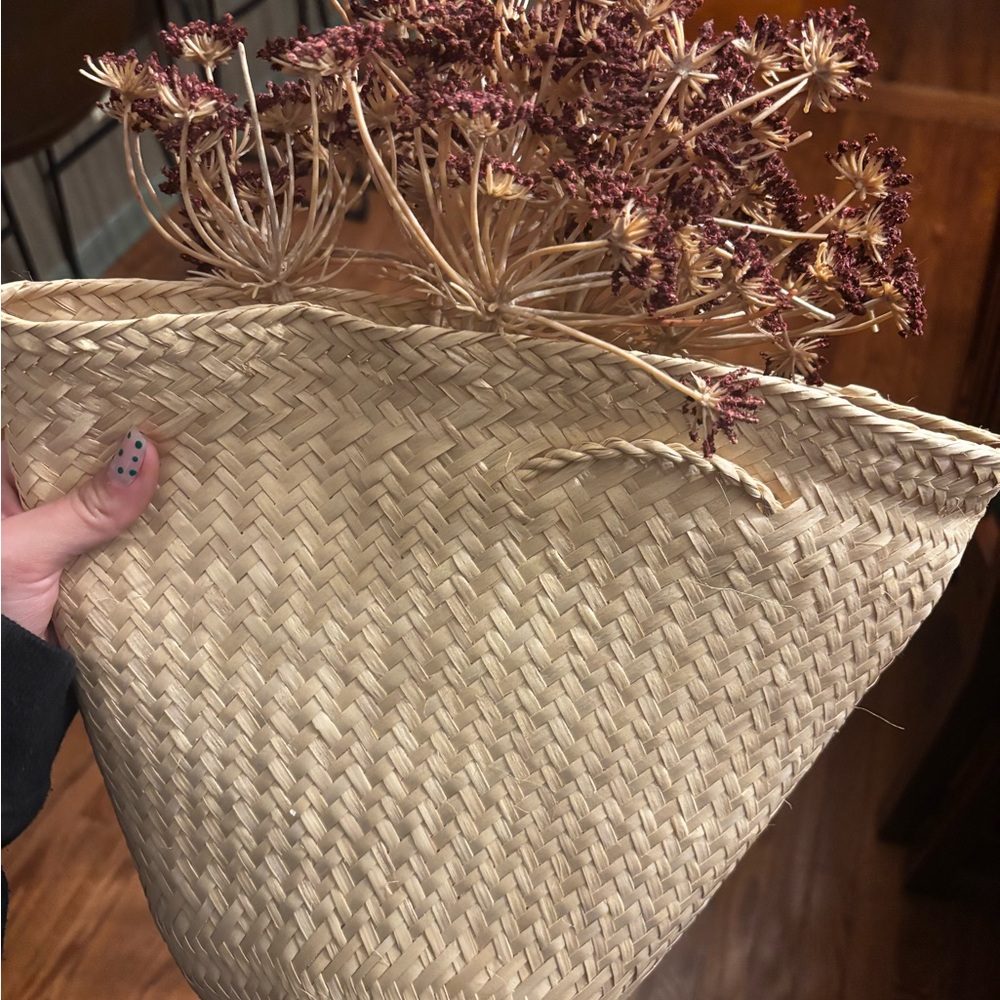 Woven Straw Basket with Dried Flowers